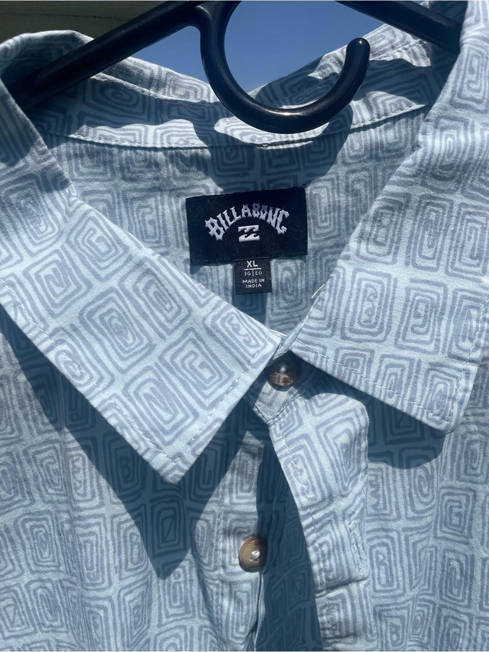 Billabong Light Blue Geometric Print Button-Down Shirt
